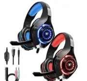 Gaming Headset Deep Base Mic LED Light For Headphones For PS4 Xbox Mac Laptop