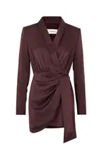 Misha Azera Satin Mini Blazer Dress - Burgundy - XS (UK 6 / XS) XS (UK 6 / XS)