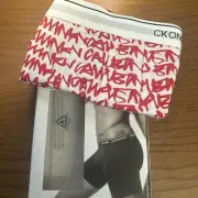 NWT Calvin Klein Men's (X-SMALL) CK One Logo Red/White BOXER BRIEF NB2226-033