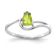 14k White Gold 6x4mm Pear Peridot ring