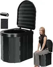 Travel Potty - Lidded Outdoor Composting Toilet,Bucket Toilet Seat Camping Bathroom with 15 Trash Bags and Storage Bag for Camping, Hiking