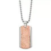 Stainless Steel Polished And Textured Brown IP Plated Necklace