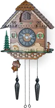 Cuckoo Wall Clock with Night Mode, Quartz Movement and Swinging Pendulum (The Fa