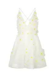 Zimmermann Daisy Floral-appliquéd Organza Mini Dress - Ivory - 1 (UK 10 / S) 1 (UK 10 / S)