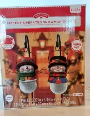 VTG Holiday Time Battery Operated Snowman Couple Christmas Lanterns NIB Rare
