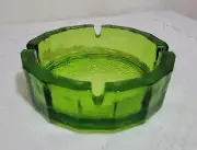 Vintage Blenko Green Glass Ashtray with pebbled texture