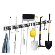 Broom Holder 2 Pack, Broom Hanger Wall Mount for Garage Organization, Garden