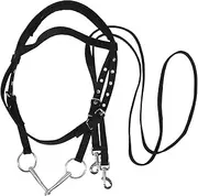 MOBUTOFU Equestrian Bridle Set Nylon Rope Halter for Horses No-bite Design Comfortable Training Bridle for Riding Black Small Size
