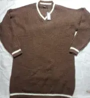 Boohoo Women's V Neck Jumper Sweater Mini Dress extra large chocolate brown NWT
