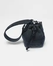 Box Cross Drawstring Bucket Bag - Black Denim | Ksubi ++