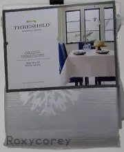 Christmas Threshold Light Silver with Snowflakes 60x120 Oblong Tablecloth NWT