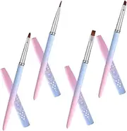 Ipetboom 4pcs Nail Art Brush DIY Design Pens for Manicure Supplies Lightweight Handles for Home Nail Art Includes Flat and Brushes