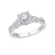 14k White Gold Round Diamond Solitaire Twist Bridal Engagement Ring 1/2 Cttw