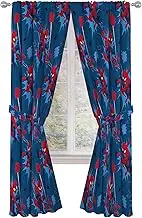 Jay Franco Kids Window Drapes - 4 Piece Curtain Set Includes 2 Tiebacks, Beautiful Bedding Room Décor and Easy Set Up, Blue - Spiderman, 84 Inch