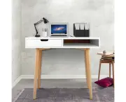 Artiss Computer Desk Drawer Cabinet Shelf White 90CM