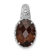 Sterling Silver Rhodium-plated Smoky Quartz Pendant