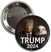 [Lunch Money] TRUMP 2024 President Donald J. Trump with a Bald Eagle Button Badge Pin Patriotic Freedom NEVER GIVE UP MAGA Political Election Button, medal, medal