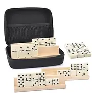 Domino Game Set, Vintage Domino Game with Case, Traditional Design Dominos, 8.66x7.09x2.36 inches Easy Carry Board for Family Gatherings, Dormitory Fun, and Travel Entertainment