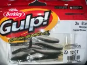 Berkley Gulp Fishing Baits 3" Split Tail Minnow Emerald Shiner Color