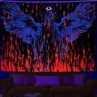 Blacklight Trippy Tapestry Blood Gothic Tapestries UV Mystic Eyes Tapestry Devil