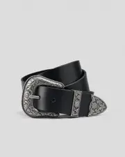 [Lucid] Lucid Men's Country Leather Belt in Black Size Small/Medium S/M Black