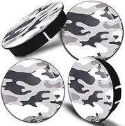 SkinoEu® 4 x 60 mm Silicone Hub Caps Camouflage Grey Wheel Centre Caps Hub Caps Car Tuning C 22