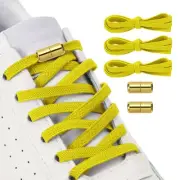 No Tie Shoelaces Tieless Elastic Shoe Laces 3Pcs with 2 Metal Buckles, Yellow