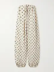 [Jacquemus] Jacquemus - The Melao Strapless Pleated Polka-dot Poplin Jumpsuit - Neutral - FR 34 FR 34 Neutrals