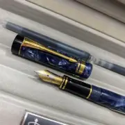PARKER Duofold Fountain Pen 18K Marble Blue Navy w/BOX,ink Unused a