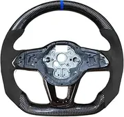 Carbon Fiber Steering Wheel Customized Without heating function Assembly Compatible With VW VW Golf MK8 GTI RLine MK8(Alcantara blue)