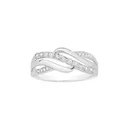 9ct White Gold Diamond Crossover Ring