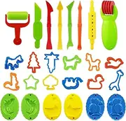 26 Pieces Play Dough Tools Playdough Accessories Set Various Plastic Molds Rollers Cutters Educational Children, Random Color QIUNI