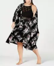 I.N.C. Womens Plus Size Printed Velvet Wrap Robe, Size 3X