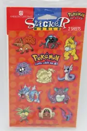 VNTG '99 Pokemon Stickers Sticker World American Greetings Dratini Hypno Vulpix