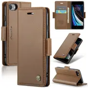 CaseMe iPhone SE 2020 2nd Gen Folio Wallet Case Cover Apple Side Closure [Brown]