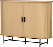Artiss Wooden Buffet Sideboard with Sliding Door and Adjustable Inner Shelves Pantry Cupboard Corner Cabinet, Kitchen Storage Table Display Organizer Dining Furniture Living Room Home, Oak
