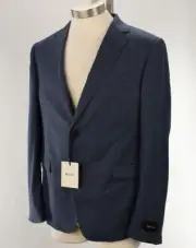 Z ZEGNA Mens Blue Micro Check Drop 8 Wool Slim Fit Suit 42S Flat Front Pants NWT