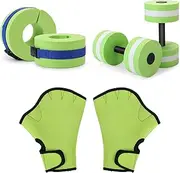 Carperipher 6 Pieces Water Aerobics Set for Aquatic Exercise, Pool Fitness Equipment Foam Water Dumbbell Set, Aquatic Dumbbells, Resistance Gloves,Foam Swim Aquatic Cuffs, Water Workout Fitness Tool