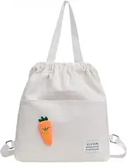 Drawstring Backpack Female Korean Version of The Wild Small Backpack Male Student School Bag Canvas Drawstring Pocket ins Leisure Travel Bag-1