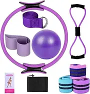 Home Pilates Kit, Yoga Sets for Women - Pilates Kit for Workouts - Home Workout Accessories, Multifunctional Stretching Belt, Yoga Bands for Gym Men