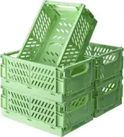 monomono Stackable Plastic Storage Crates - 5-Pack Cute and Aesthetic Solutio...