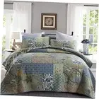 Quilt Set - Bohemian Farmhouse Patchwork Floral California King A-green