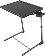 [Mishi Traders] Adjustable TV Tray Table with 6 Heights & 3 Tilt Angle Adjustments - Folding Table with Cup Holder for Bed, Kitchen Sofa & Hospital Use