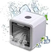 Air Conditioners,Mini USB Air Cooler,Personal Air Conditioner Fan,Portable 3 Speeds Swamp Cooler with 7 Colors Led Lights Mini Cooling Fan-White 17x17x18cm(7x7x7inch) Little Surprise