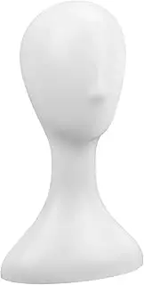 Youngly 40cm Plastic Female Mannequin Wig Hat Scarf Manikin Head Model Display Stand Training Head (White)