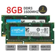 Crucial 16GB 2x 8GB DDR3 1600MHz PC3-12800S SODIMM 204Pin Laptop Memory SDRAM BT