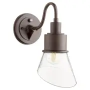 Quorum Torrey Outdoor Small Wall Mount, Oiled Bronze/Clear-Seeded - 732-86