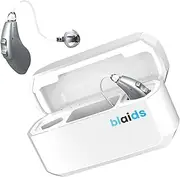 BlaidsX Neuro Rechargeable RIC + Programmable Hearing Aids for Adults with Mobile App Hearing Test & Noise Cancellation, Hearing Aids for Seniors, Dual Mic & 48 DSP Channels. USA-Made Processor Gray