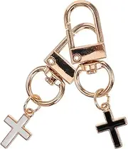 [MOBUTOFU] 2pcs Retro Cross Keychain Vintage Decorative Keyring for Car Keys Backpacks Durable Alloy Design for Adults Stylish Unique present Option