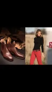 RM WILLIAMS MADE IN AUSTRALIA Garland Jeans red 14 Straight Leg suits Boots BNWT
